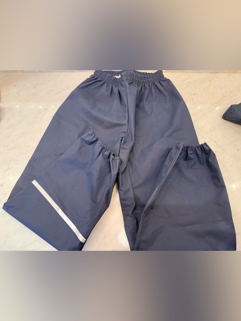 NWOT Abeko Kids Navy Waterproof Pull-on Rain Pants Reflective Trim 140 (US 10)